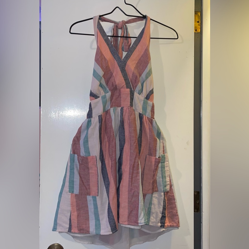 EASTER DRESS 🐣Striped Multicolor halter Dress